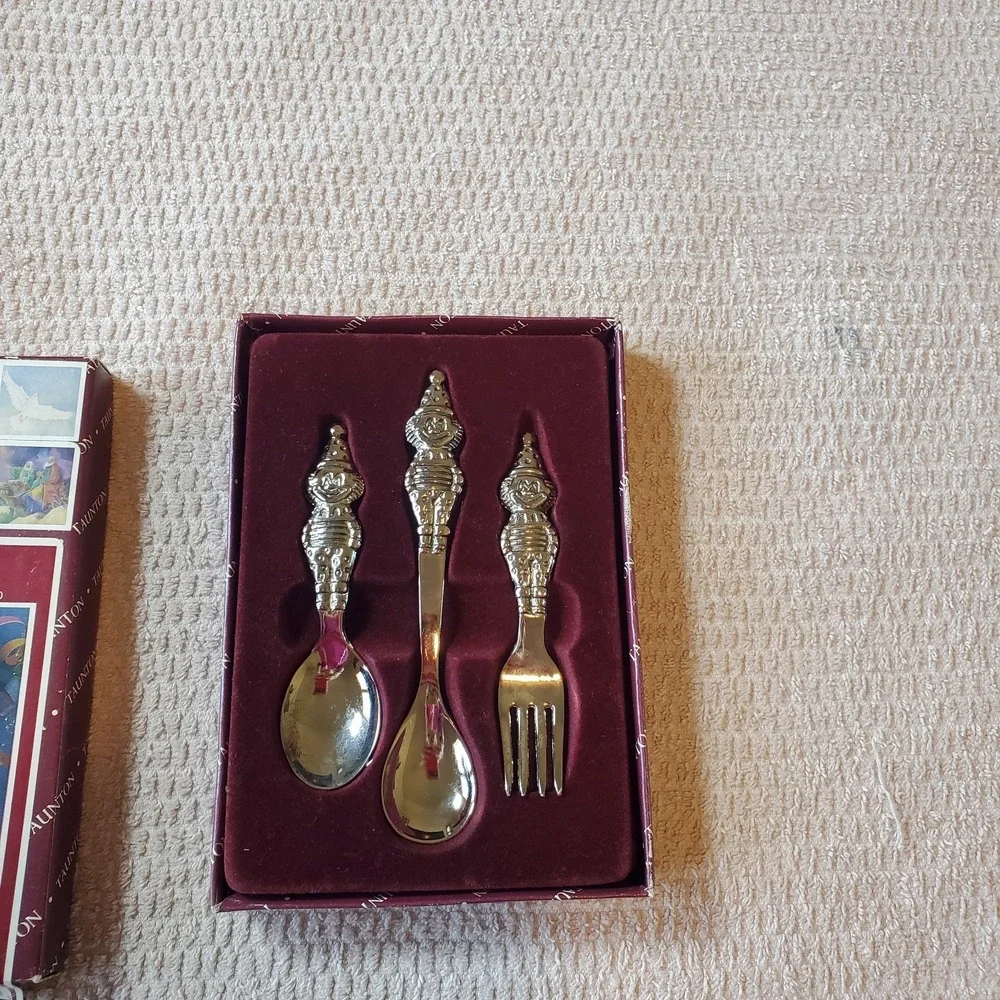 Taunton‎ Silversmiths Chuckles 3-Piece Child Set Silver Plated Vtg In Box